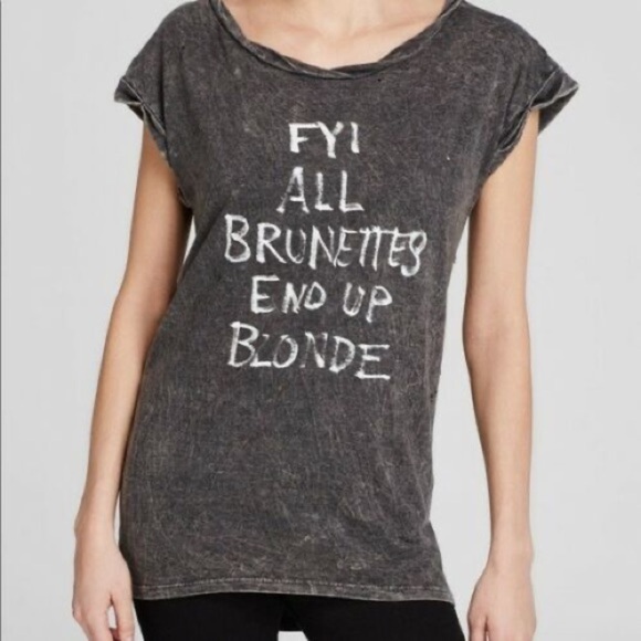 Pam & Gela Distressed Gray Graphic T Shirt Oversized Off Shoulder Tee Large NWT - Picture 3 of 14